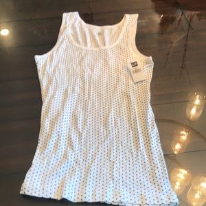 GAP Black Polka dot White Tank Top (New) Large